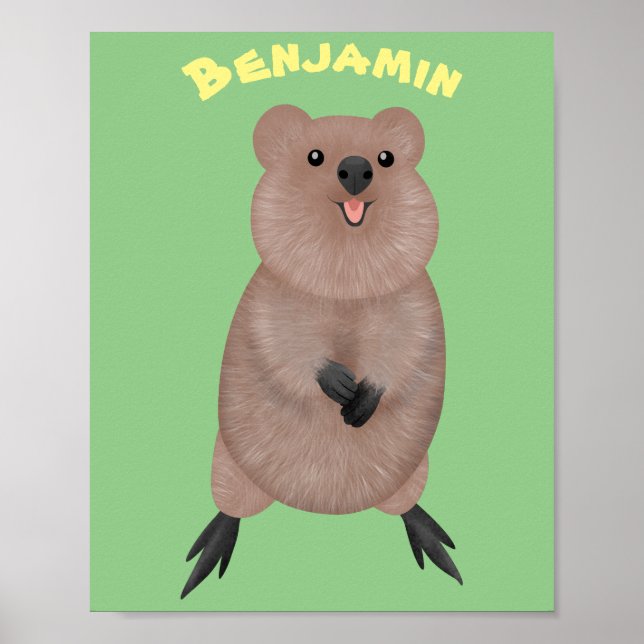 Lycklig ler söt quokka tecknad design poster (Framsidan)
