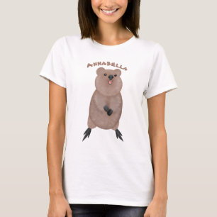 Lycklig ler söt quokka tecknad design t shirt