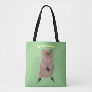 Lycklig ler söt quokka tecknad design tygkasse