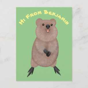 Lycklig ler söt quokka tecknad design vykort