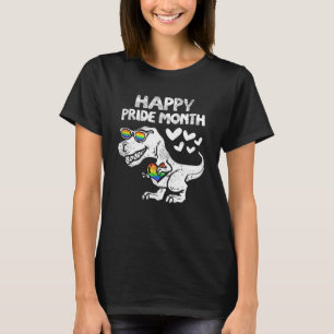 Lycklig LGBT Gay pride Month Trex Dinosaur Rainbow T Shirt