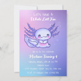 Lycklig Lila Axolotl Birthday Inbjudningar