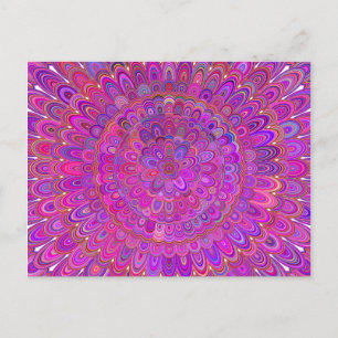 Lycklig Lila och Rosa Mandala Vykort