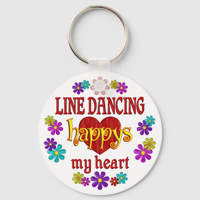 Lycklig Line Dancing Nyckelring (Framsida)
