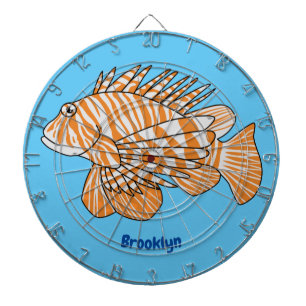 Lycklig lionfish tecknad illustration darttavla