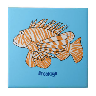 Lycklig lionfish tecknad illustration kakelplatta