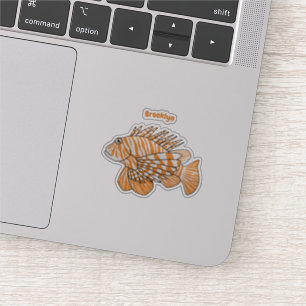 Lycklig lionfish tecknad illustration klistermärken