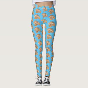 Lycklig lionfish tecknad illustration leggings