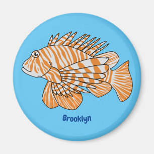Lycklig lionfish tecknad illustration magnet