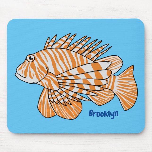 Lycklig lionfish tecknad illustration musmatta (Framsidan)