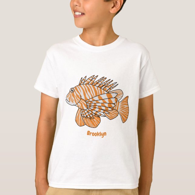 Lycklig lionfish tecknad illustration t shirt (Framsida)