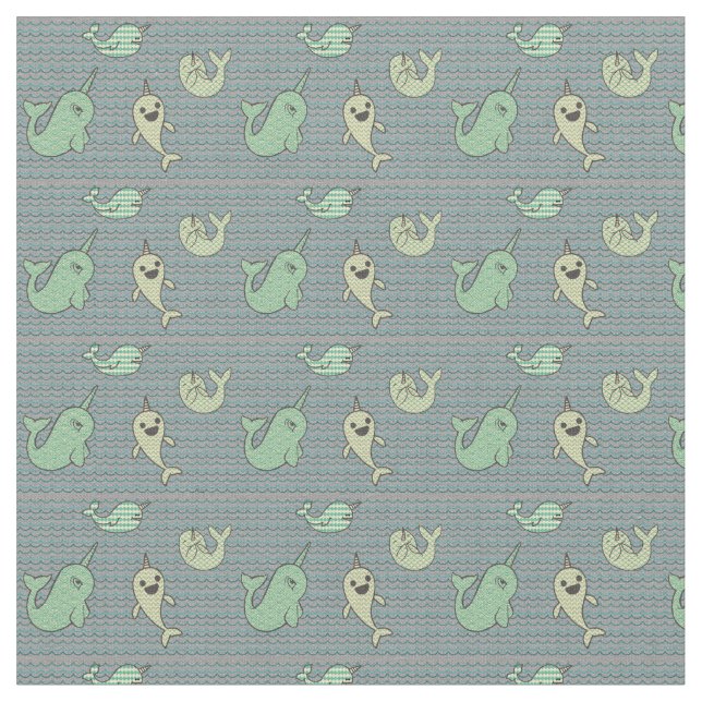 Lycklig lite Narwhals Tyg (Närbild)