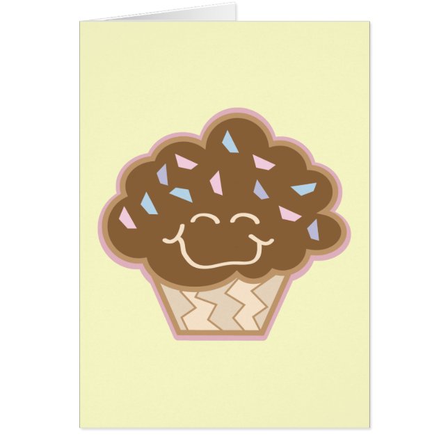 lycklig liten chokladcupcake hälsningskort (Framsidan)