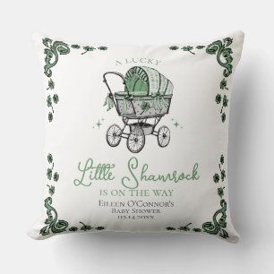 Lycklig liten Shamrock Baby Shower Kudde