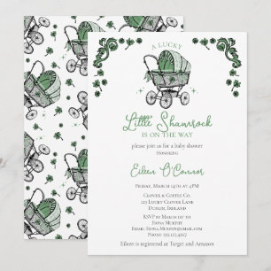 Lycklig liten Shamrock St Patricks Baby Shower Inbjudningar