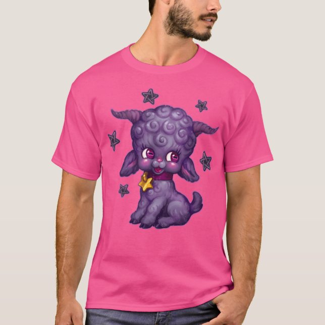 Lycklig Little Baphomet Lila T Shirt (Framsida)