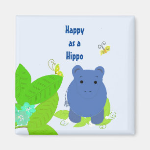 Lycklig Little Blue Hippo Magnet