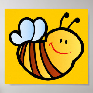 LYCKLIG LITTLE BUMBLEBEE BEE TECKNAD CUTE HONEY IN POSTER