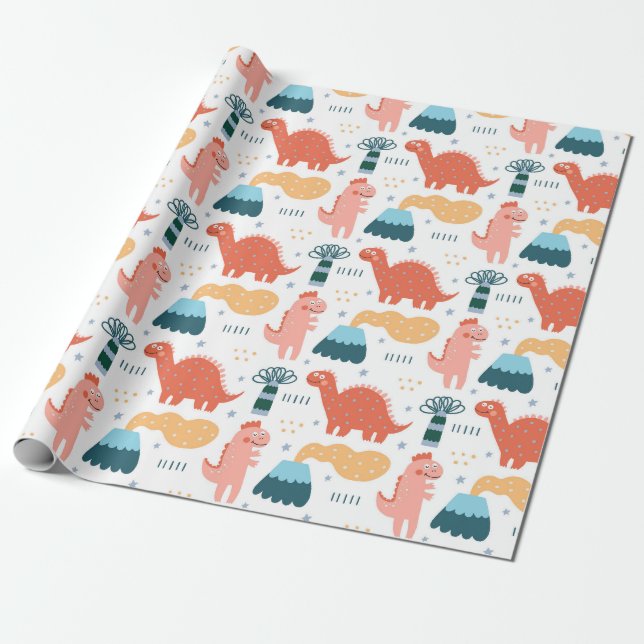 Lycklig Little Dino Presentpapper (Utrullad)