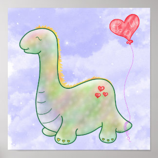 Lycklig Little Dinosaur Poster