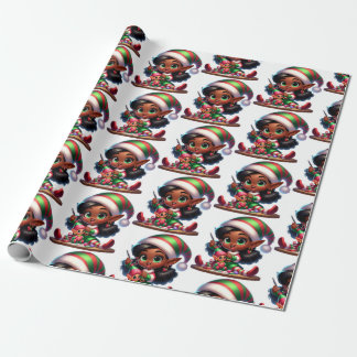 Lycklig Little Elf Girl - jul Gift Papper Presentpapper