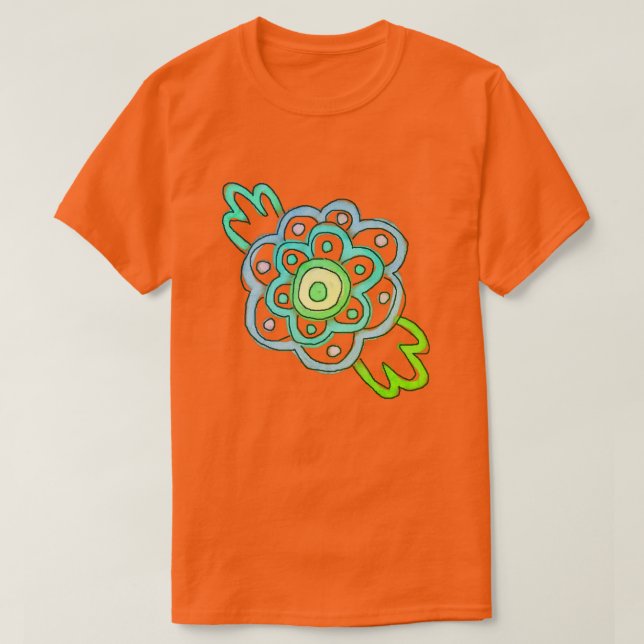 Lycklig Little Flower Abstrakt Art till Bära T Shirt (Design framsida)