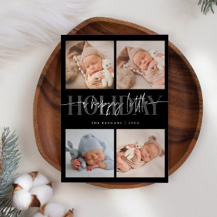 Lycklig Little Helgdag Black Multi Photo Birth Meddelande