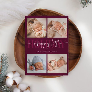 Lycklig Little Helgdag Cranberry Multi Photo Birth Meddelande