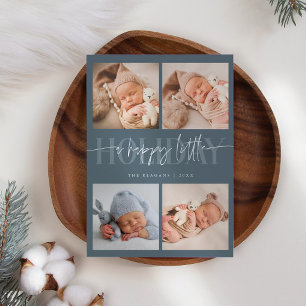 Lycklig Little Helgdag Slate Blue Multi Photo Birt Meddelande
