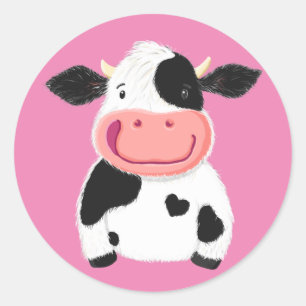 Lycklig Little Holstein Dairy Cow Runt Klistermärke