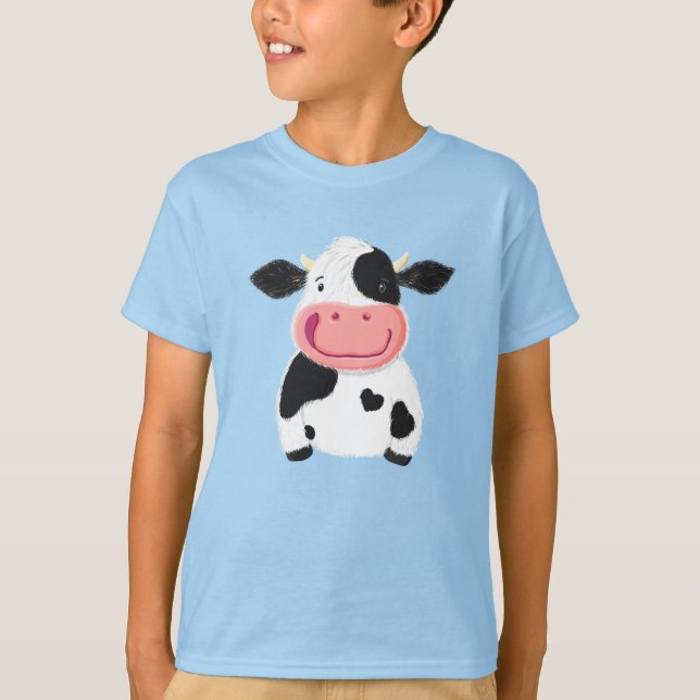 Lycklig Little Holstein Dairy Cow T Shirt (Framsida)