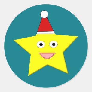 Lycklig Little jul Star Stickers Runt Klistermärke