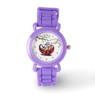Lycklig Little Ladybug med Mobil - Tecknad Tecknin Armbandsur