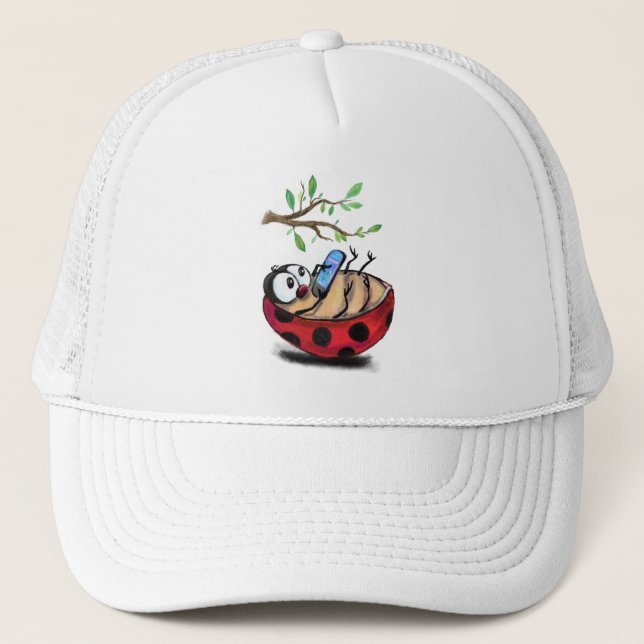 Lycklig Little Ladybug med Mobil - Tecknad Tecknin Keps (Framsida)