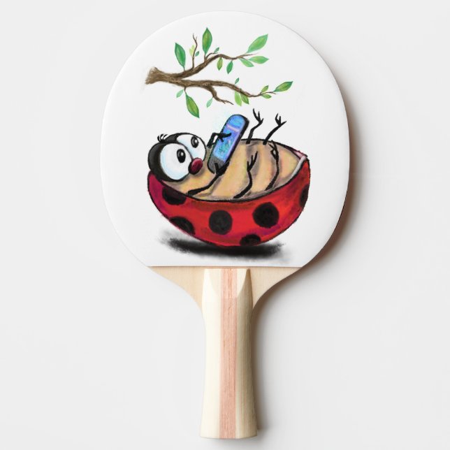 Lycklig Little Ladybug med Mobil - Tecknad Tecknin Pingisracket (Framsidan)