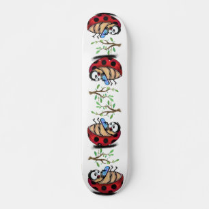Lycklig Little Ladybugs med Mobila - Tecknad Teckn Mini Skateboard Bräda 18,5 Cm