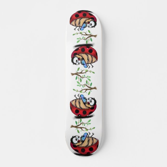Lycklig Little Ladybugs med Mobila - Tecknad Teckn Mini Skateboard Bräda 18,5 Cm (Framsida)