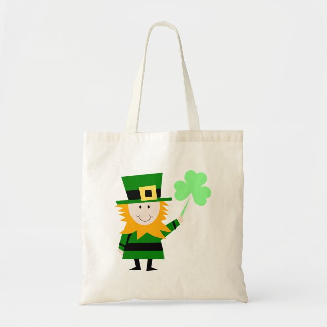Lycklig Little Leprechaun Budget Tote Bag Tygkasse (Framsidan)