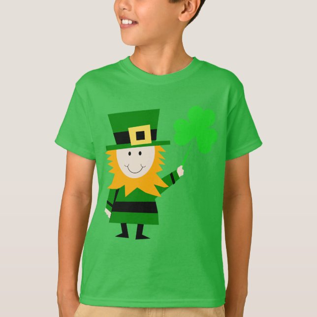 Lycklig Little Leprechaun Kids Grönt Tee (Framsida)