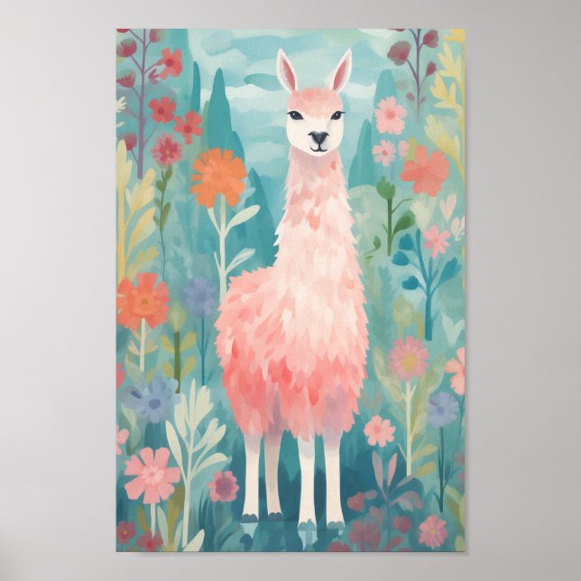 Lycklig Little Llama Poster (Framsidan)