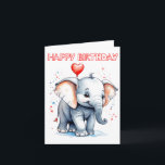 Lycklig Little Lovable Elephant Kort<br><div class="desc">Det här ynkliga födelsedagskortet har en söt och lekfull baby-elefant. Du kan gärna anpassa det här kortet med din text för att göra det unikt och unikt.</div>