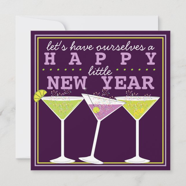 Lycklig Little Nyårsafton Cocktail Party Inbjudningar (Framsida)