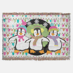Lycklig Little Penguins Helgdag Throw Mysfilt