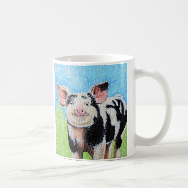 Lycklig Little Pig Painting Coffee Mugg (Höger)