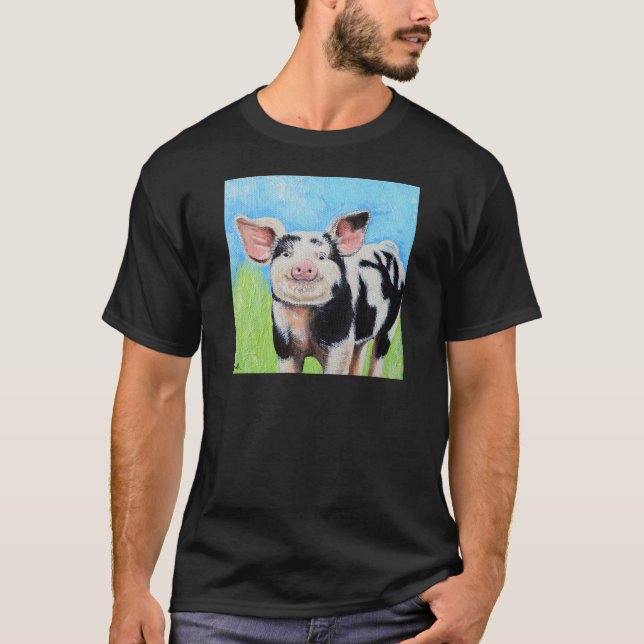 Lycklig Little Pig Painting T Shirt (Framsida)