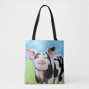 Lycklig Little Pig Painting Tygkasse