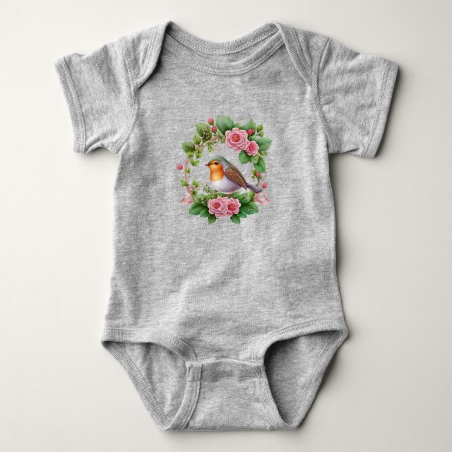 Lycklig Little Robin Baby Bodykostdräkt T Shirt (Framsida)