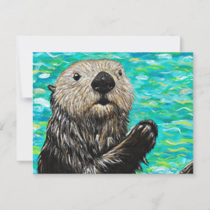 Lycklig Little Sea Otter-målning Vykort