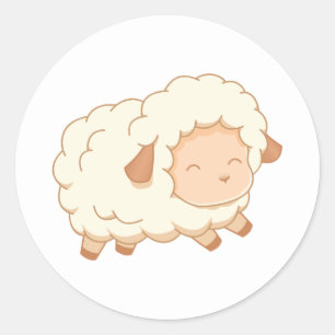 Lycklig Little Sheep Runt Klistermärke
