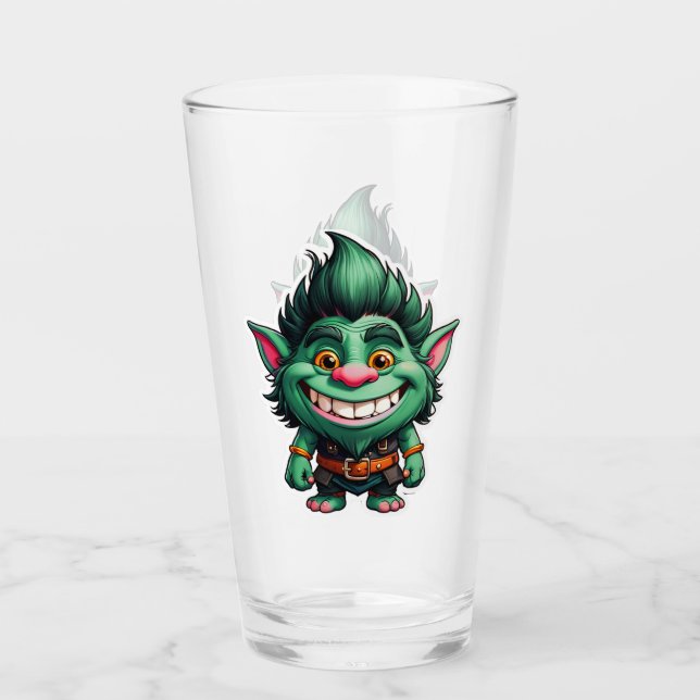 Lycklig Little Troll Chibi illustration Glass Kopp (Framsida)